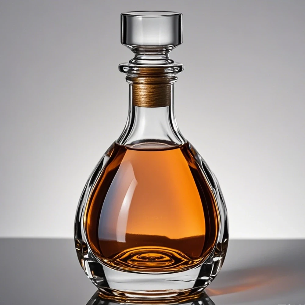 Bouteille en verre transparente Xo de spiritueux de forme ronde de qualité supérieure d'approvisionnement d'usine avec capuchon personnalisé 1