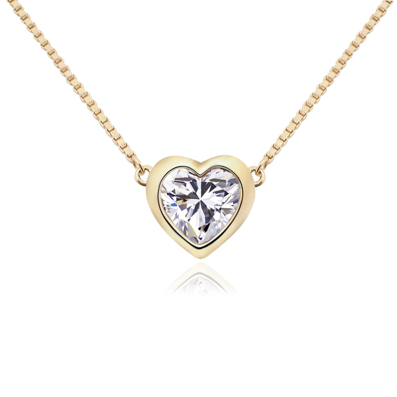 Pendant Solitaire Cut Cut 1CT avec chaîne de boîtes de 20 dans un collier cadeau Loond Moisanite diamant en or jaune 14K 1