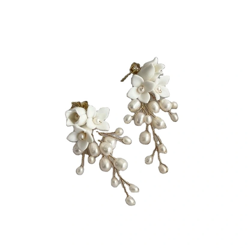 Pearl Stud Earrings White Flower Freshwater Miallo Jewelry 1