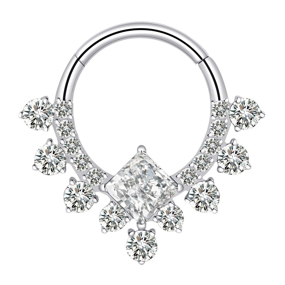 Fashionable Astm F136 Titanium G23 Body Jewelry Cubic Zircon Eternal Mental Nose  Earring Piercing Ring Segment For Gift 1