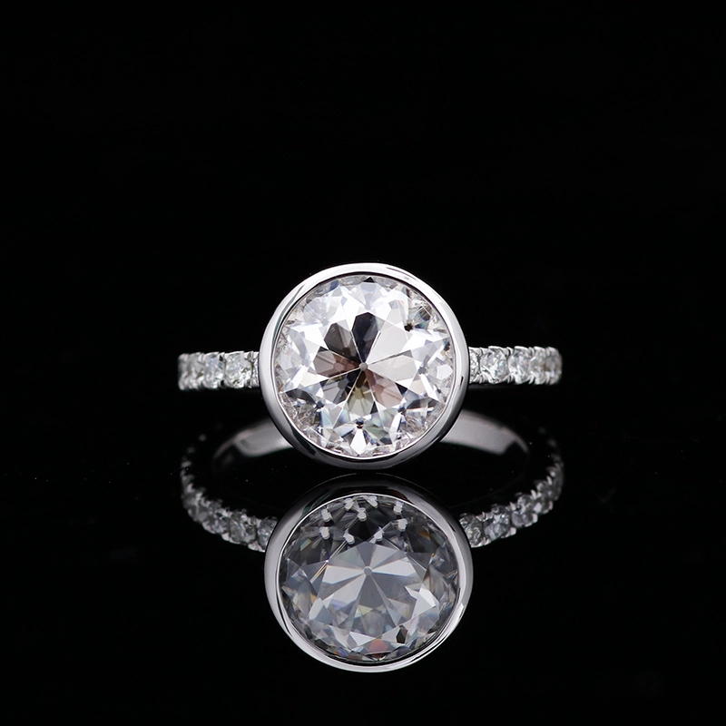Old European Cut Moissanite Ring Design Trendy 14K Gold White White Loose Gemstone Fine bijoux Rings 1