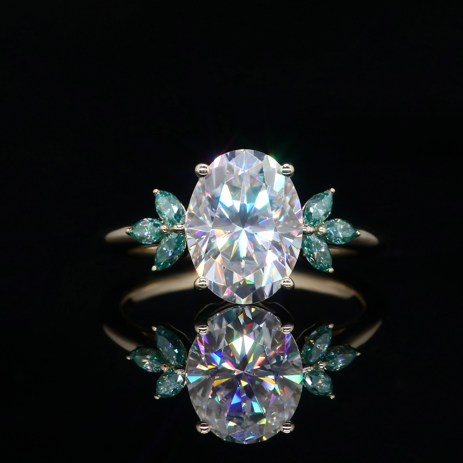 Anillo de moissanita de corte ovalado def vvs1 anillo de diamante moissanite de calidad 1