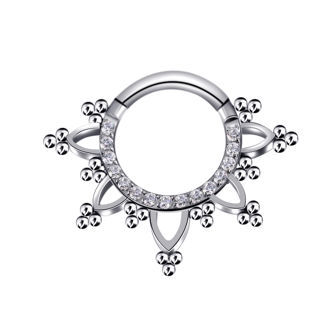 Eternal Astm F136 Triangle Shape And Bead Indian Nose Ring Cartilage Tragus Earring Helix Piercing Clicker Septum Body Jewelry 1