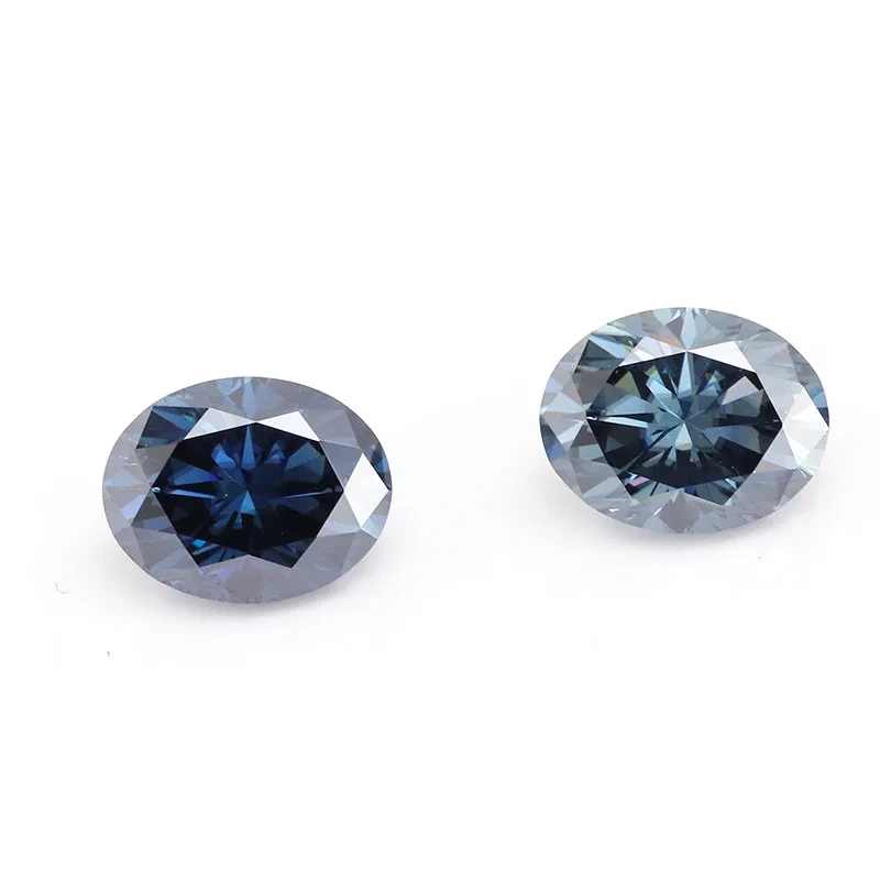 High Quality Blue Grey 1ct-2ct Oval Cut Moissanite Loose Stones Synthetic Gemstone Market Wholesale Price 1