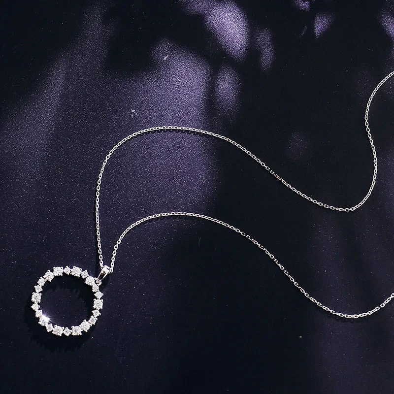 Collier pendentif à bague de mode 14K Or blanc Moisanite Diamond Bijoux Collier 1
