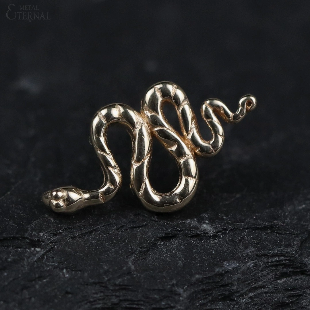 Eternal Metal Snake Shaped 14k Solid Gold Threadelss Tops Piercing Jewelry 1