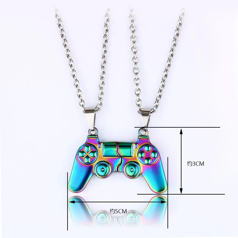 European And American Cross-border New Product Handle Couple Necklace Magnet Stone Attraction Alloy Dazzling Pendant Necklace 1