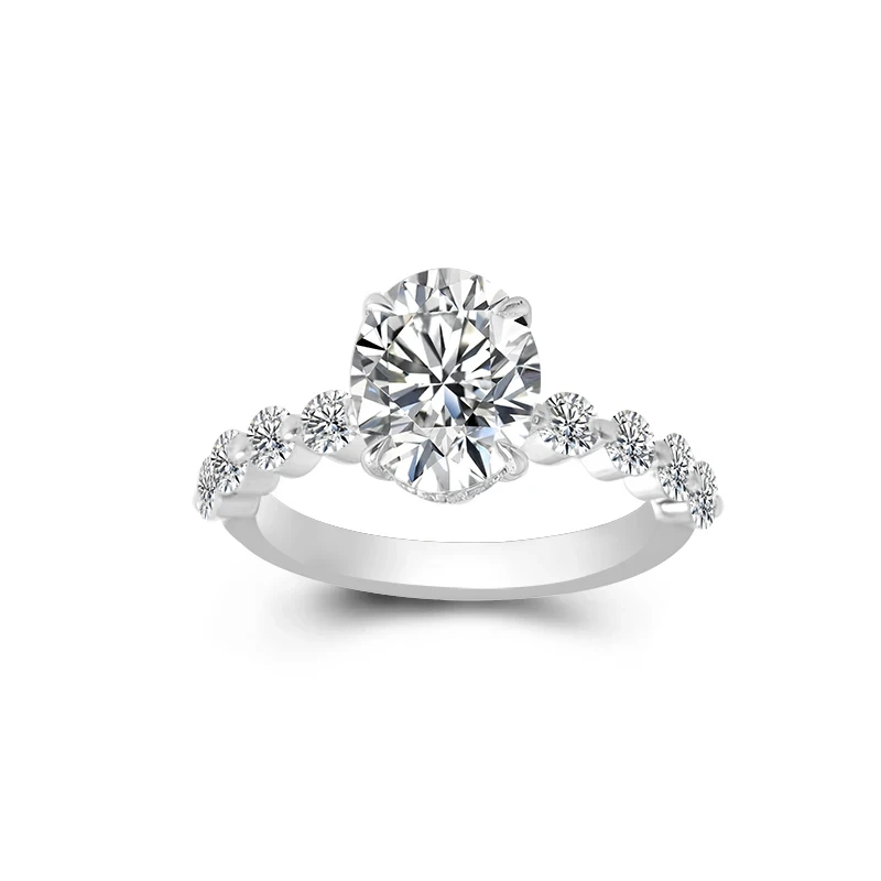 Provence 14k White Gold 2 Carat Oval Moissanite Ring Wedding Ring Simple Fashion Style 1