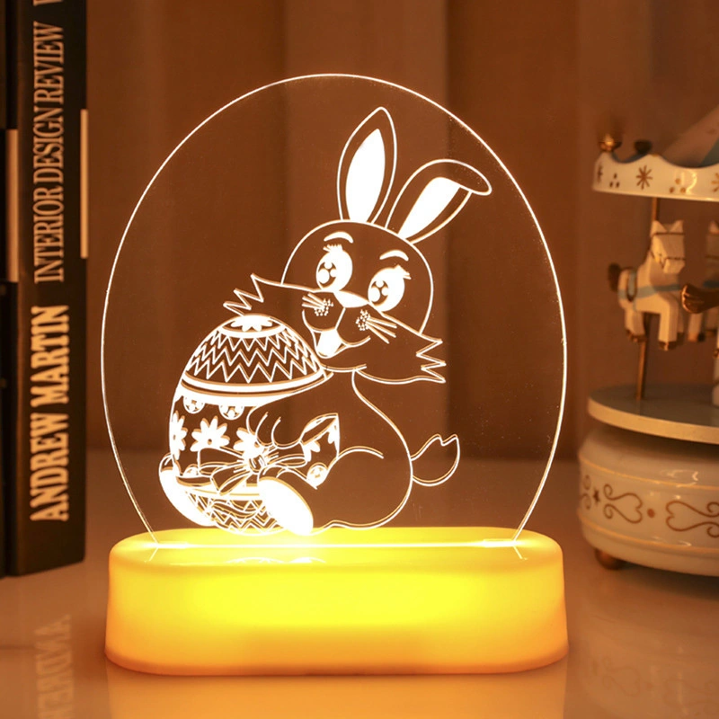 Bedroom Acrylic Lamp Oval Base Led Night Light GL-F3 With Warm White For Room Decor Easter Lights 1