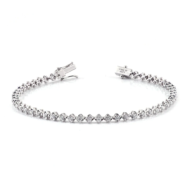 Real Lab Grown Diamond Tennis Bracelet Bezel Setting 18k White Gold 1