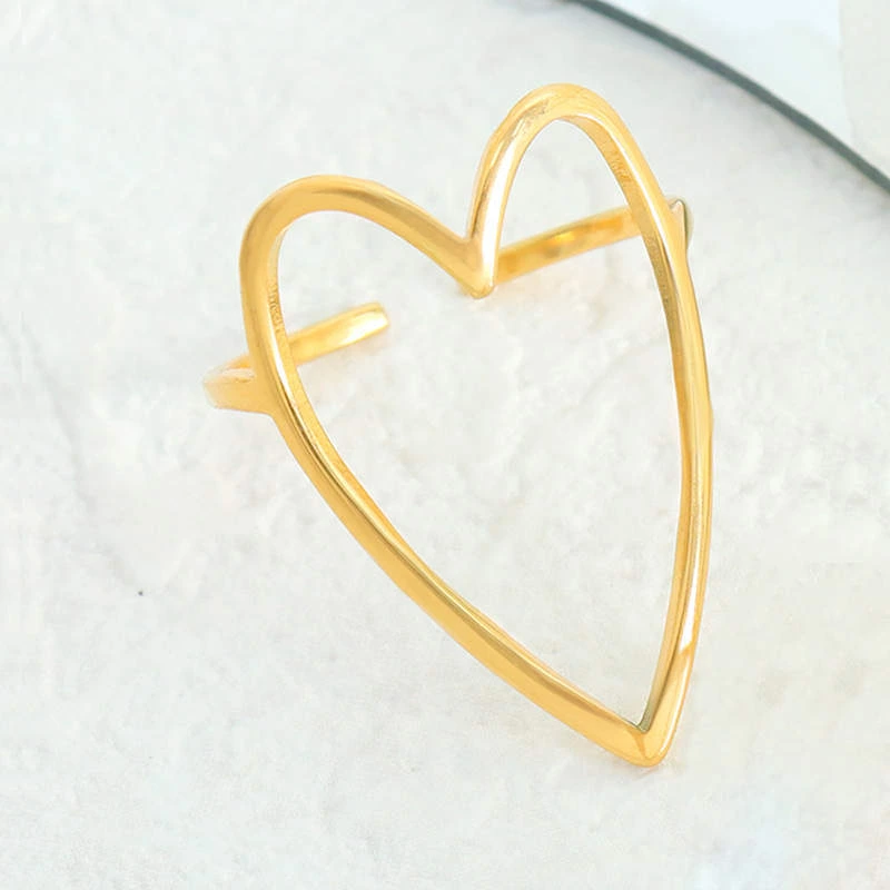 Wholesale Fashion Stainless Steel Oval Ring Hot Selling New Simple Geometry 18k Gold Open Women's Ring 1