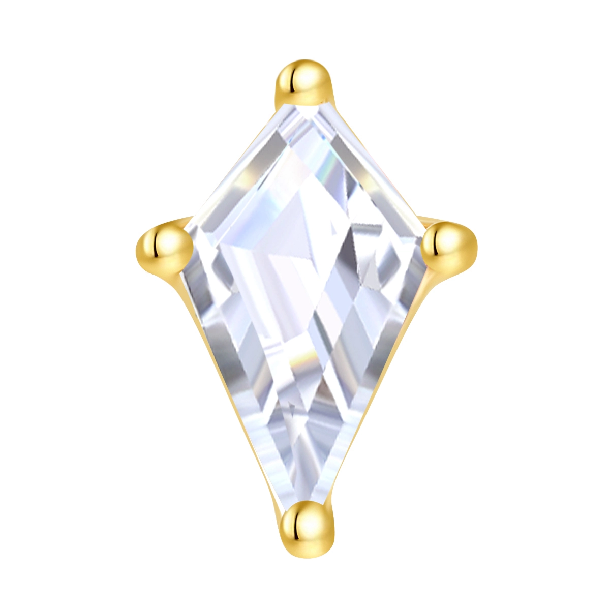 Eternal Metal 14k Solid Gold Kite Threadless Ear Nose Zircon Piercing Jewelry Fashionable Wedding Party Gift 1