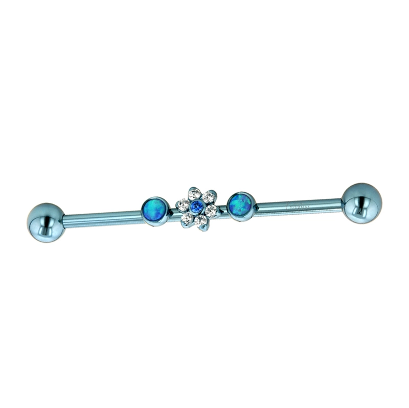 Eternal Metal Astm F136 Titanium Internally Threaded Prong Set Cz Flower Bezel Set Opal Industrial Barbells Body Jewelry 1
