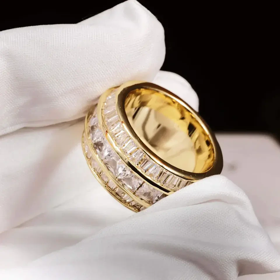 Flawless Jewelry Hip Hop Rings Vvs D Color Moissanite Stone Custom Silver Iced Out Ring For Gold Color Luxury Men Ring 1