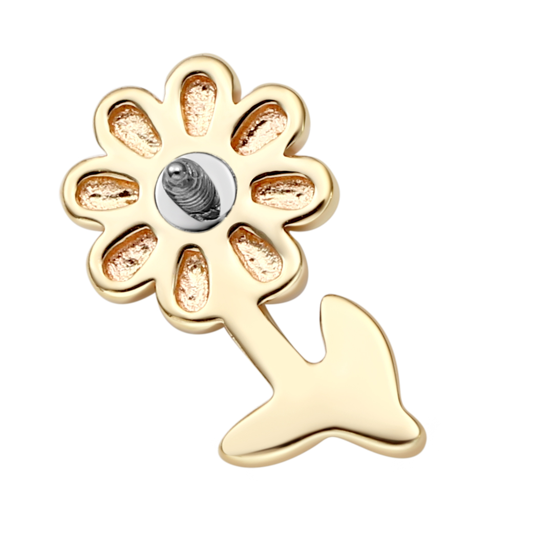 Eternal Metal 14k Solid Gold 5a Cz Flower Shaped Ear<000000>nose Piercing Cartilage Tragus Jewelry Internally Threaded Ends Tops 6