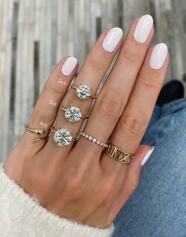 Fancy Solitaire Single Diamond Ring Round 2-4ct D-vs1 Cvd Diamond Wedding Ring 10k White Gold Lab Grown Diamond Rings 1