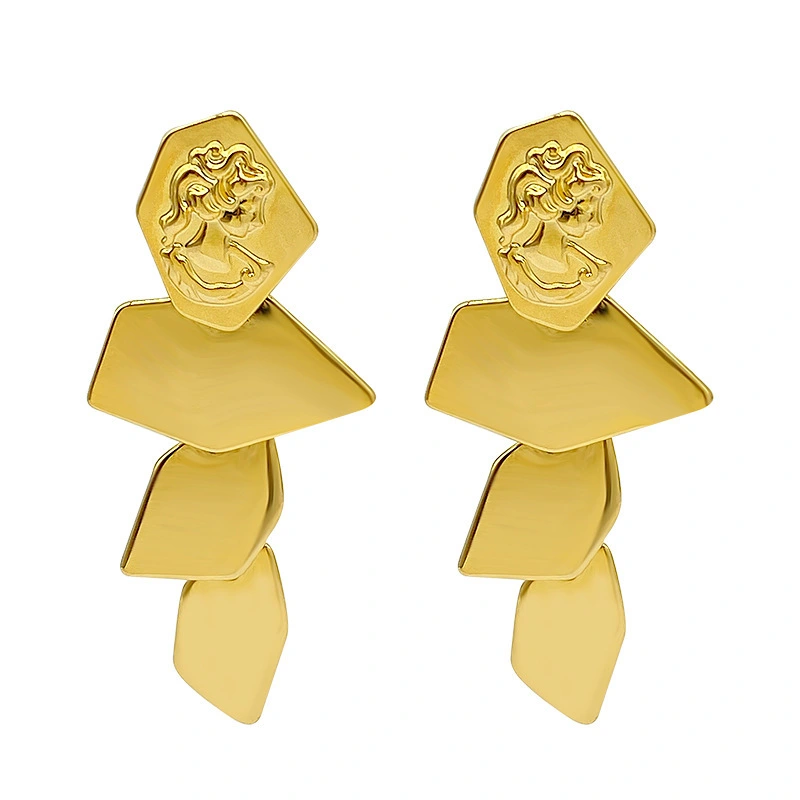 925 Silver Needle Portrait Irregular Geometry Fashion Metal Style Earrings Exaggerate Atmosphere Earrings For Woman 1