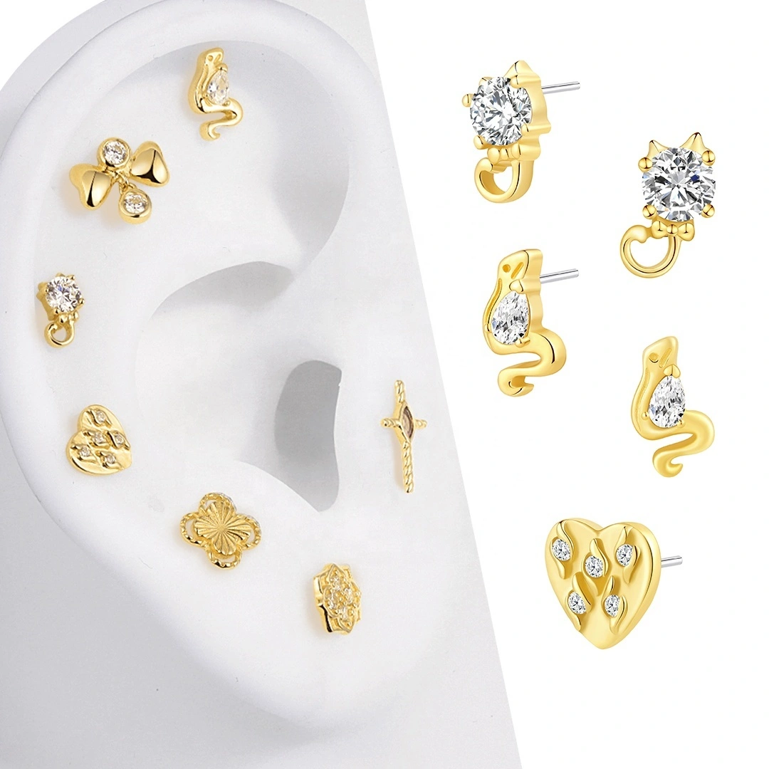 Eternal Metal 14k Solid Gold Octopus Threadless Top Piercing Jewelry 1