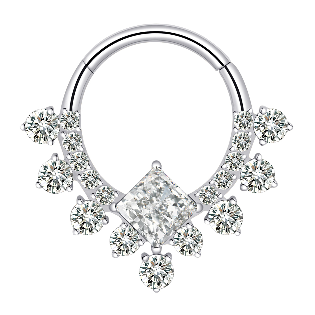 Fashionable Astm F136 Titanium G23 Body Jewelry Cubic Zircon Eternal Mental Nose <000000> Earring Piercing Ring Segment For Gift 5