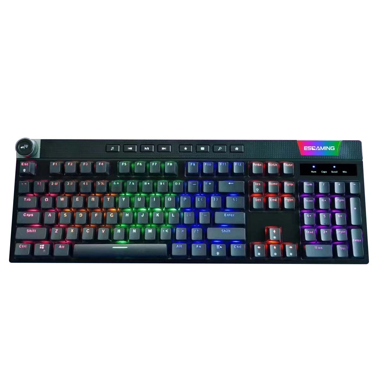 Esgaming Hot Sale 104 Keys Computadora Teclado de juego mecánico numérico de tamaño completo de tamaño completo con multimedia y sintonizador de volumen 1