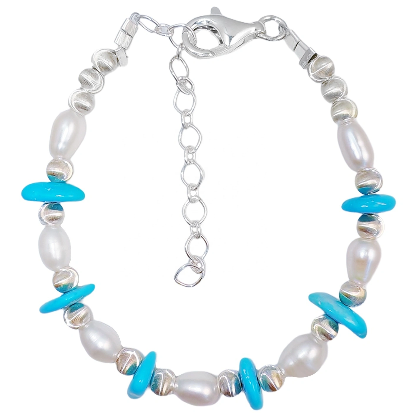 Turquoise Bracelet Matching Delicate Natural Pearls And Turquoise Beautiful Silver Jewelry Bracelet Exquisite Gift For Winter 1