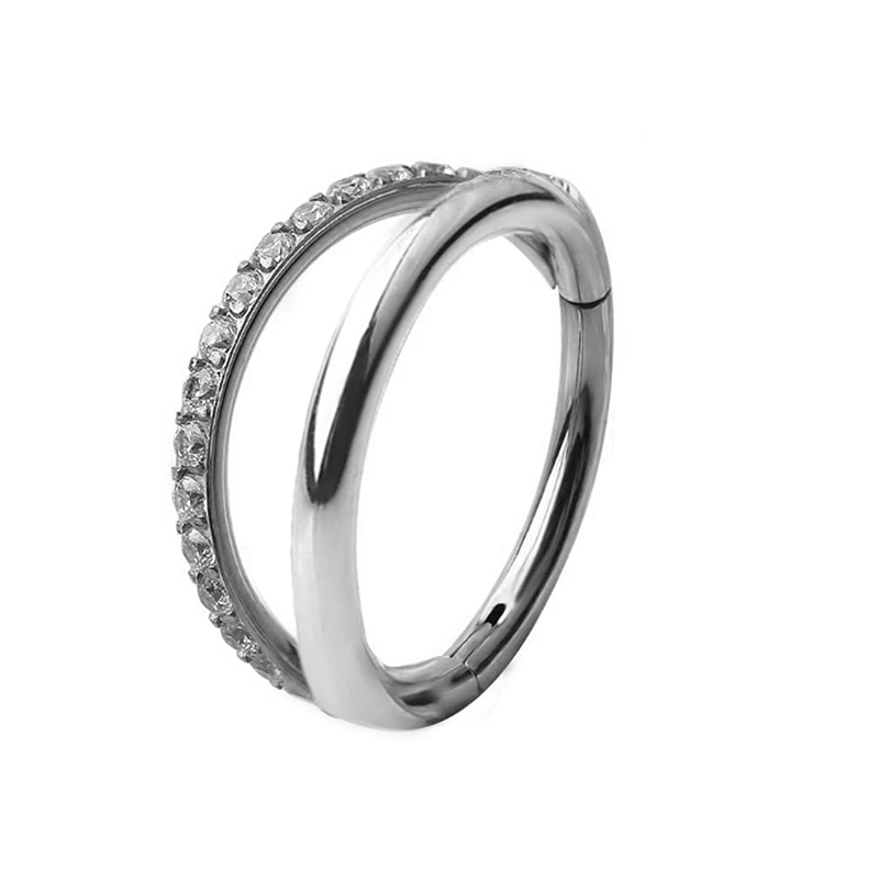 Eternal 16g Astm F136 Titanium Duo Septum Nose Piercing Hinged Segment Ring 1