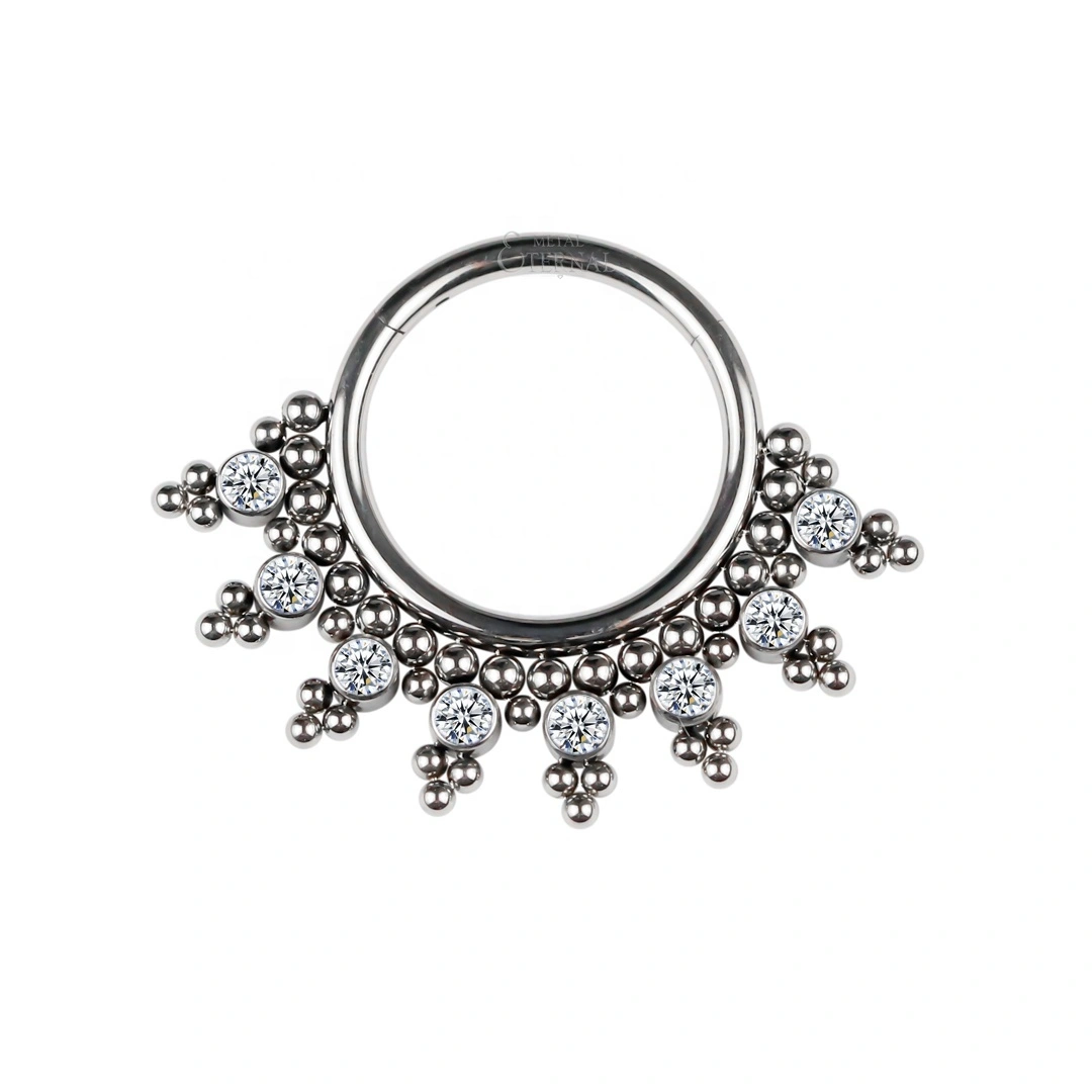 Eternal Metal High Quality Precision Paved Cz Balls Astm F136 Titanium Segment Hoop Rings 1