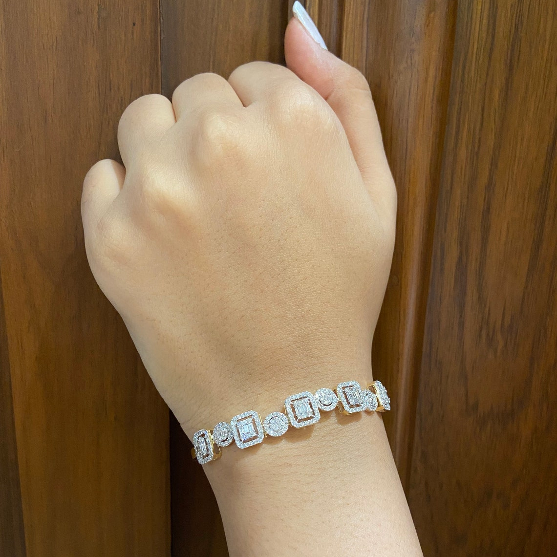 Hot Sale Women 10k White Gold Cvd/hpht Diamond Bracelet Lab Grown Diamond Bracelet 1