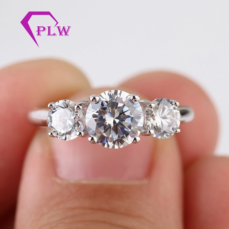 Provence Gems Wholesale Wedding Moisanite Ring Classic Three Stone Anneaux Engagement Diamond Gold Ring 1