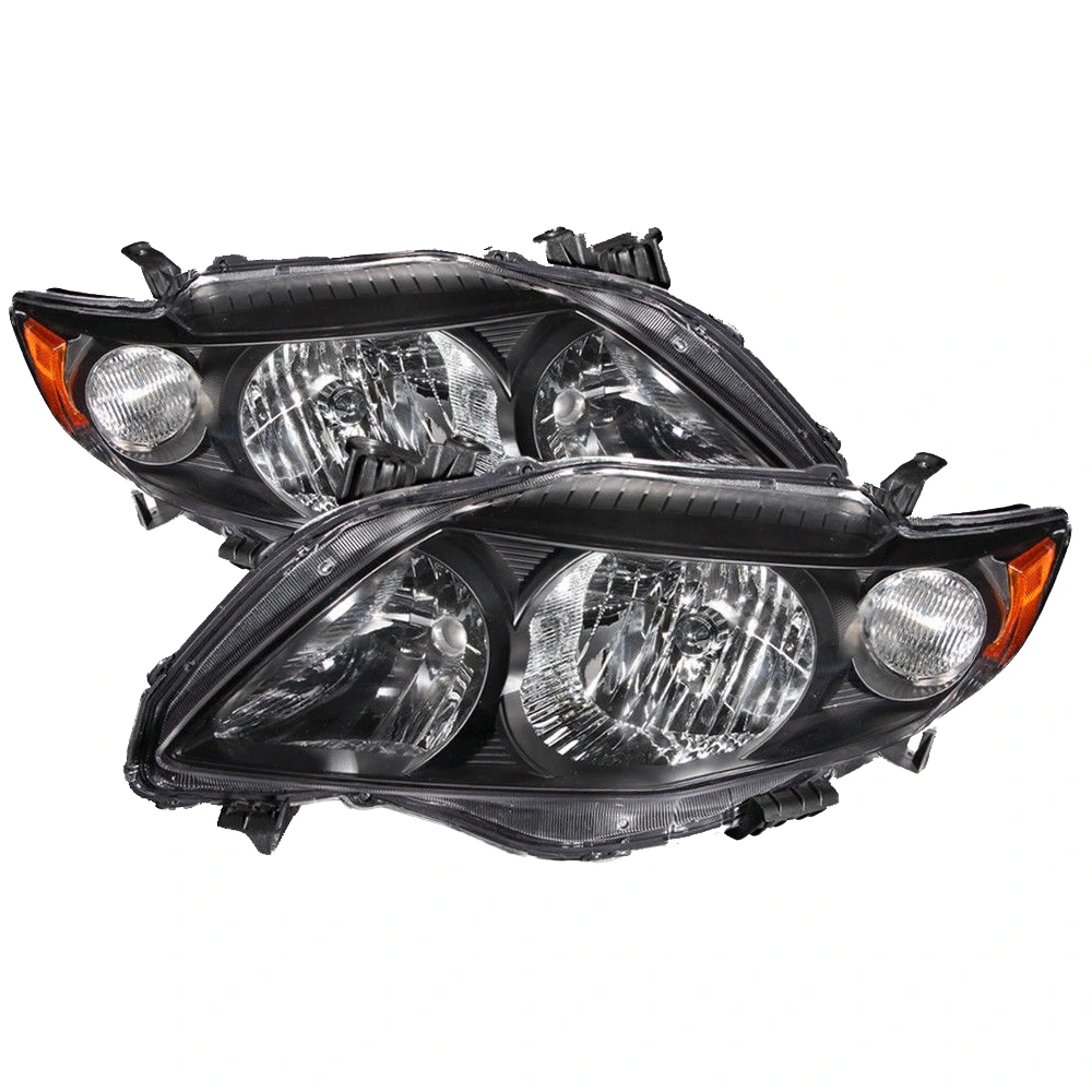 Black Housing Amber Reflector Headlight for Toyota Corolla JDM 1