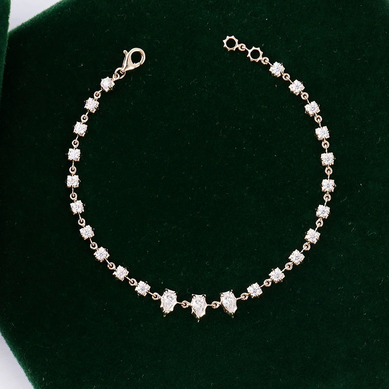 925 Sterling Silver plaqué 18k Gold Custom Def Color Moisanite Bracelet Fashion Wedding Bijoux 1