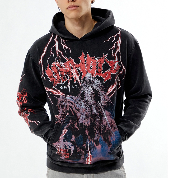 Heavyweight Cotton Pullover Hoodie Custom Logo Printed High Quality Pattern Technics Hooded 1