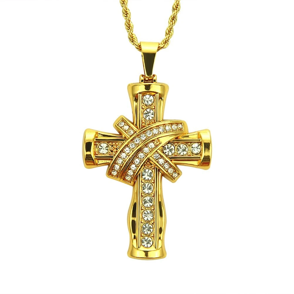 Crucifix de joyería de Provence realmente laboratorio diamantes cultivados 10k joya de colgante de oro sólido joyas de moda 1