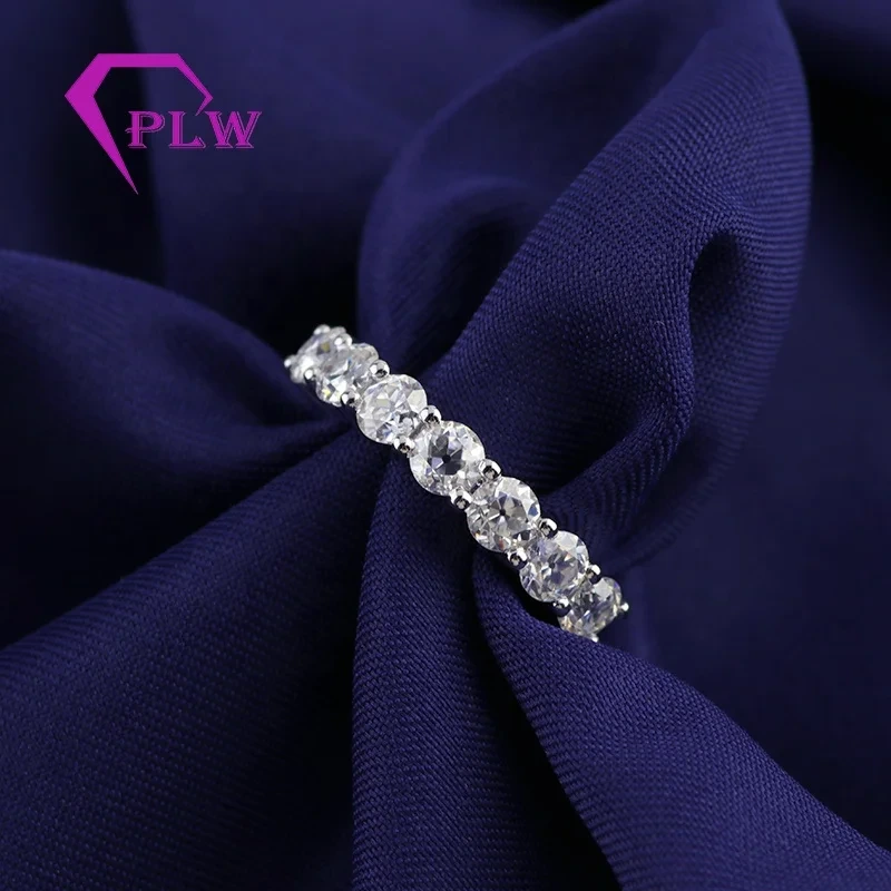 14K White Gold Half Eternity Band Denty Denty Artificial Handmade Ring 1