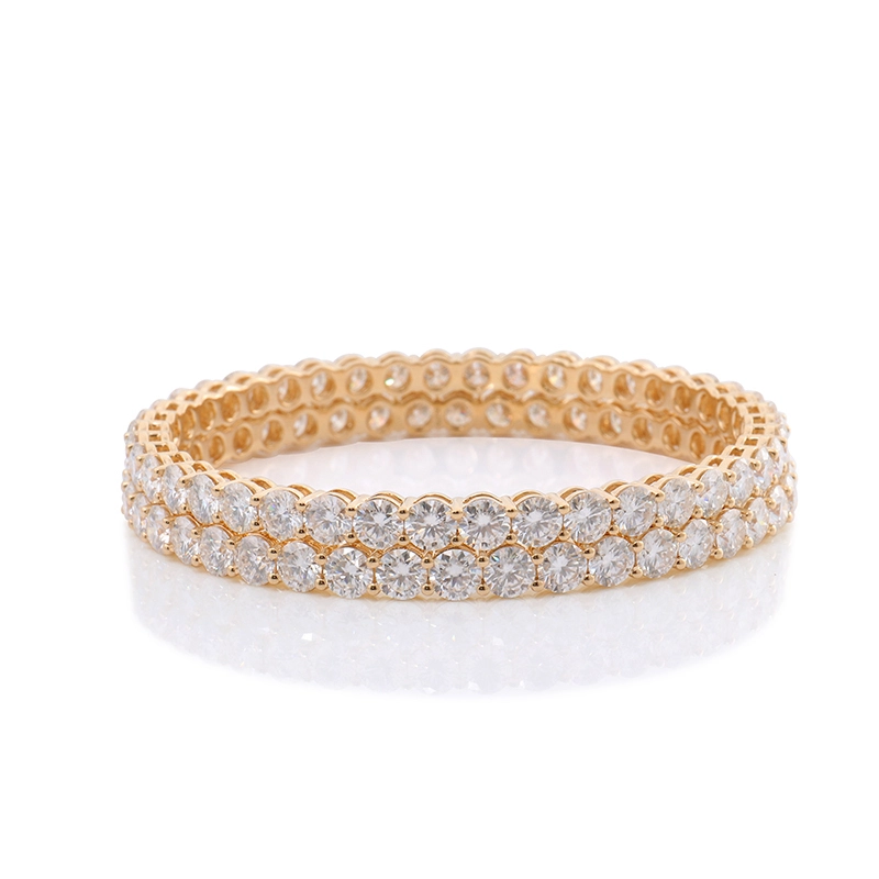 22ctw Diamond Solid 18k Yellow Gold 5mm D Color Moissanite Bangle For Women Ladies Tennis Bracelet Wedding Gift 1