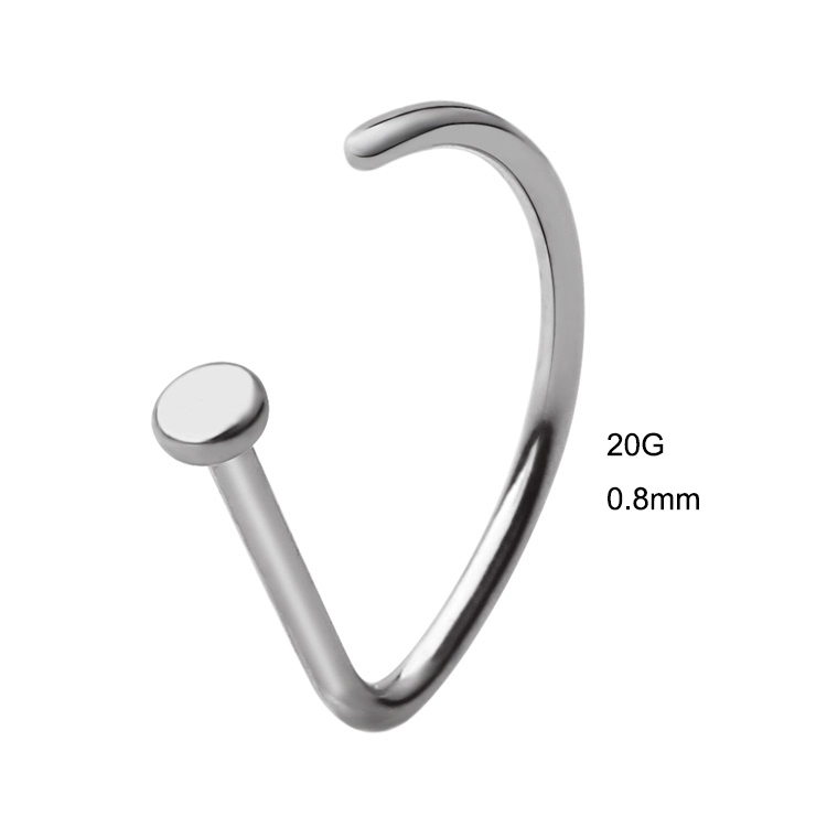 Eternal Metal 20g 0.8mm Astm F136 Titanium Nostril D Shape Nose Ring Ear Cartilage Body Piercing Jewelry 1