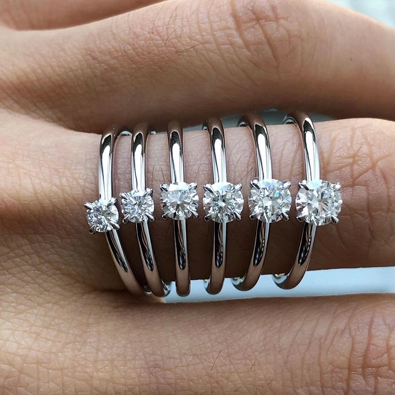 Wholesale Jewelry White Gold 0.5ct/1ct Moissanite Engagement Ring Classic 4 Claws White Gold Ring 14k/18k 1