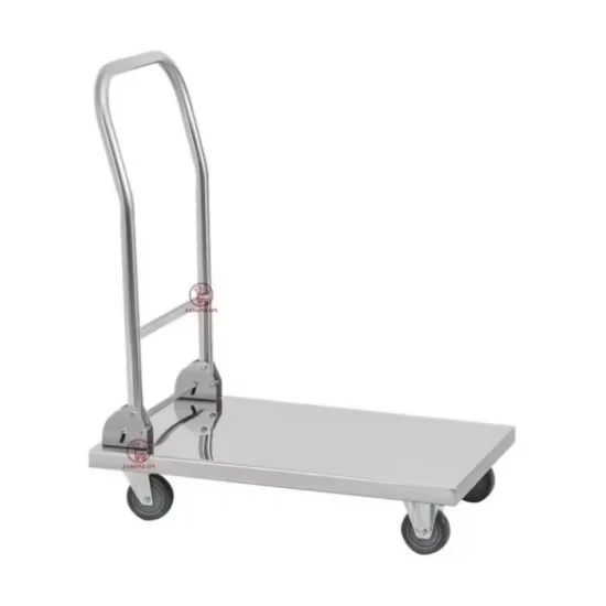 Stainless Steel Platform Trolley-Heavy Duty Rubber Wheels 1