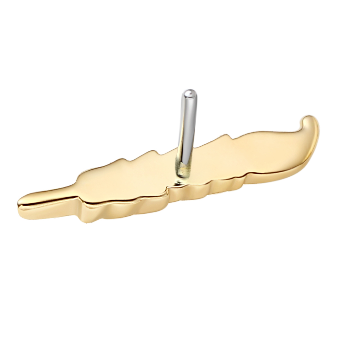Eternal Metal 14k Solid Yellow Gold Leaf Shaped Labret<000000>ear Piercing Jewelry Threadless Push In End Tops 5