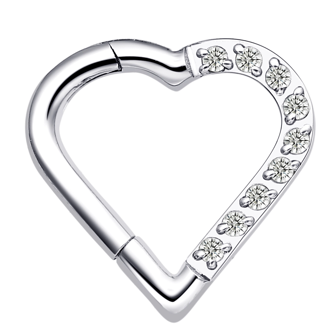 Eternal Metal Astm F136 Titanium Delicate Unique Hinged Segment Heart Shape Clicker With Zircon Conch Helix Piercing Jewelry 1