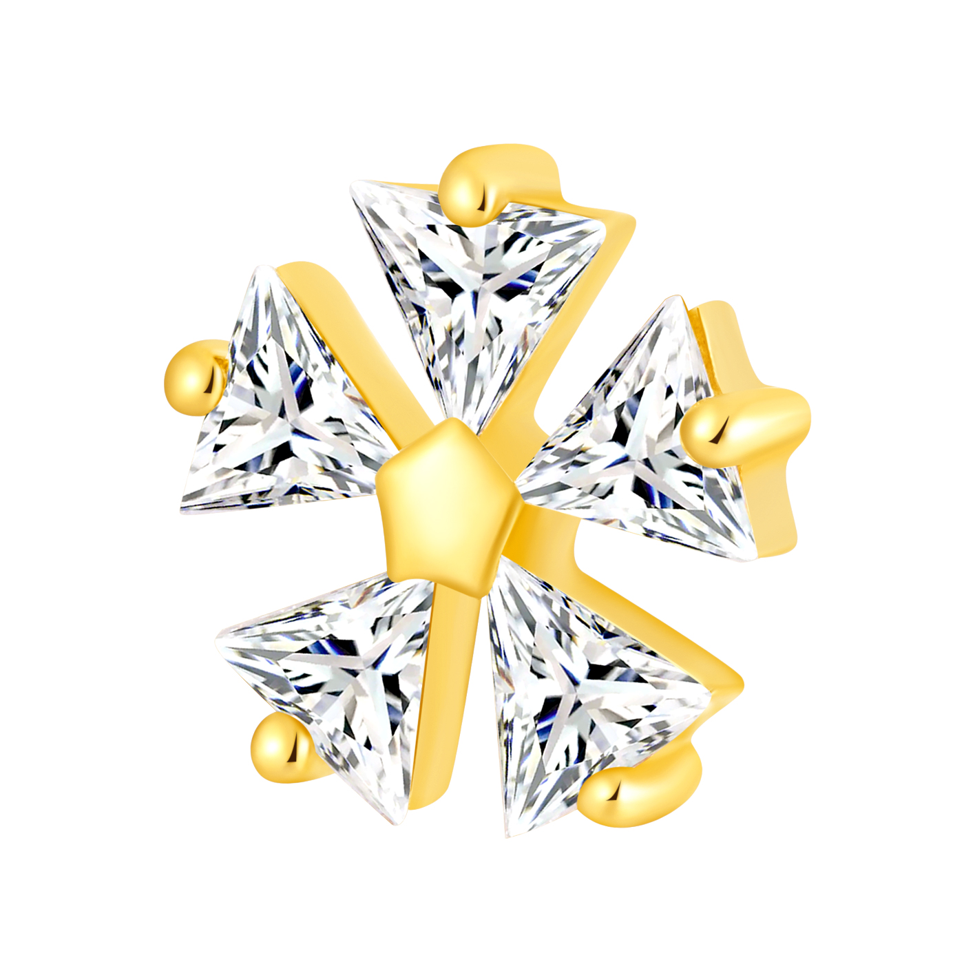 Eternal Metal 14k Solid Gold Snowflake Ear <000000> Nose Jewelry Threadless Wedding <000000> Engagement Ring Fashion For Parties Gift Idea 6