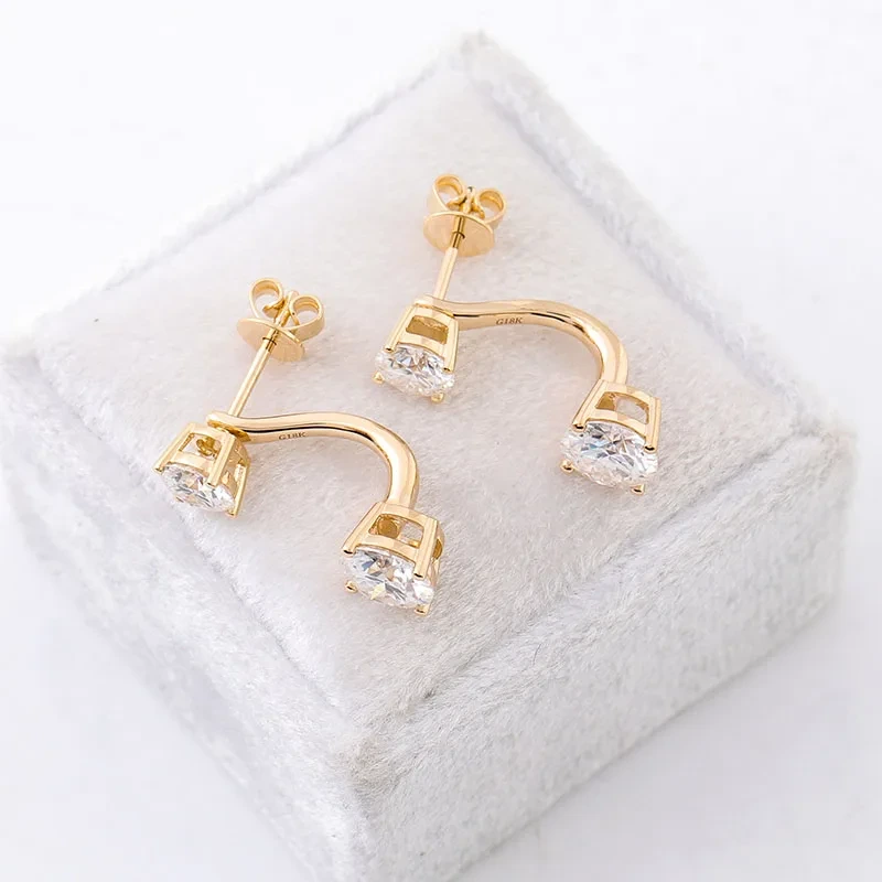 Fine Jewelry Bezel Set Earrings 10k/14k/18k Gold Lab Grown Diamonds 2ct Per Pair Stud/dangle Earring Luxury Diamond Earring 1