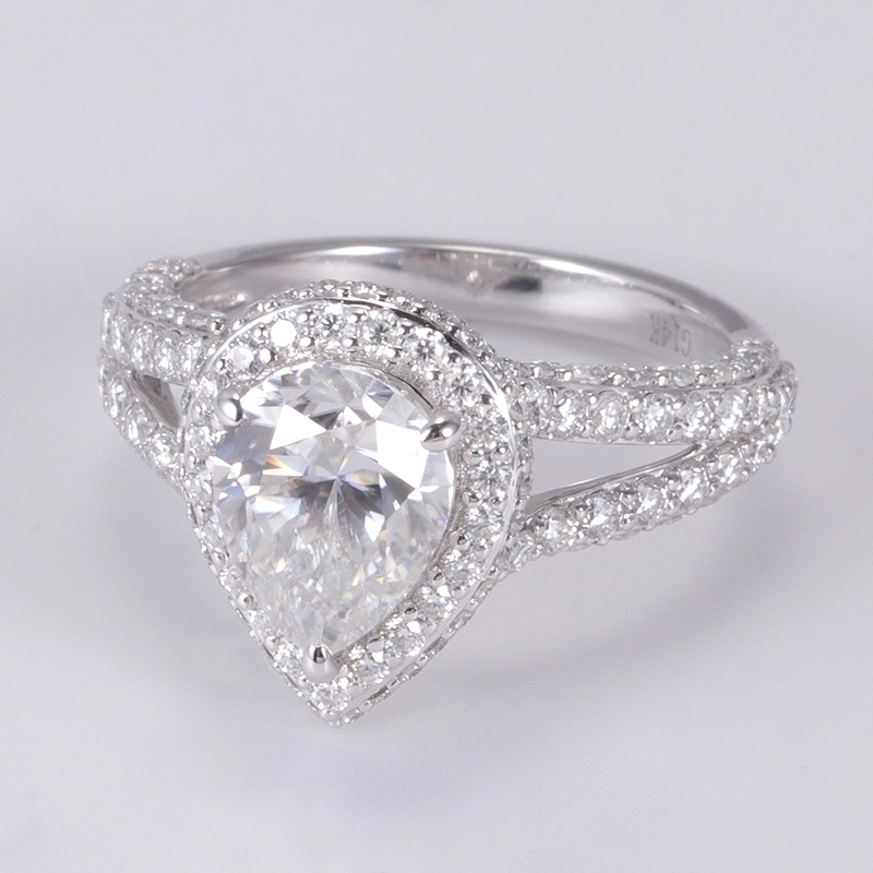 Luxus 14K Labor -Diamantringe Doppelband Design 2 Karat Labor -Diamant -Verlobungsring mit Igi Gia -Zertifizierung 1