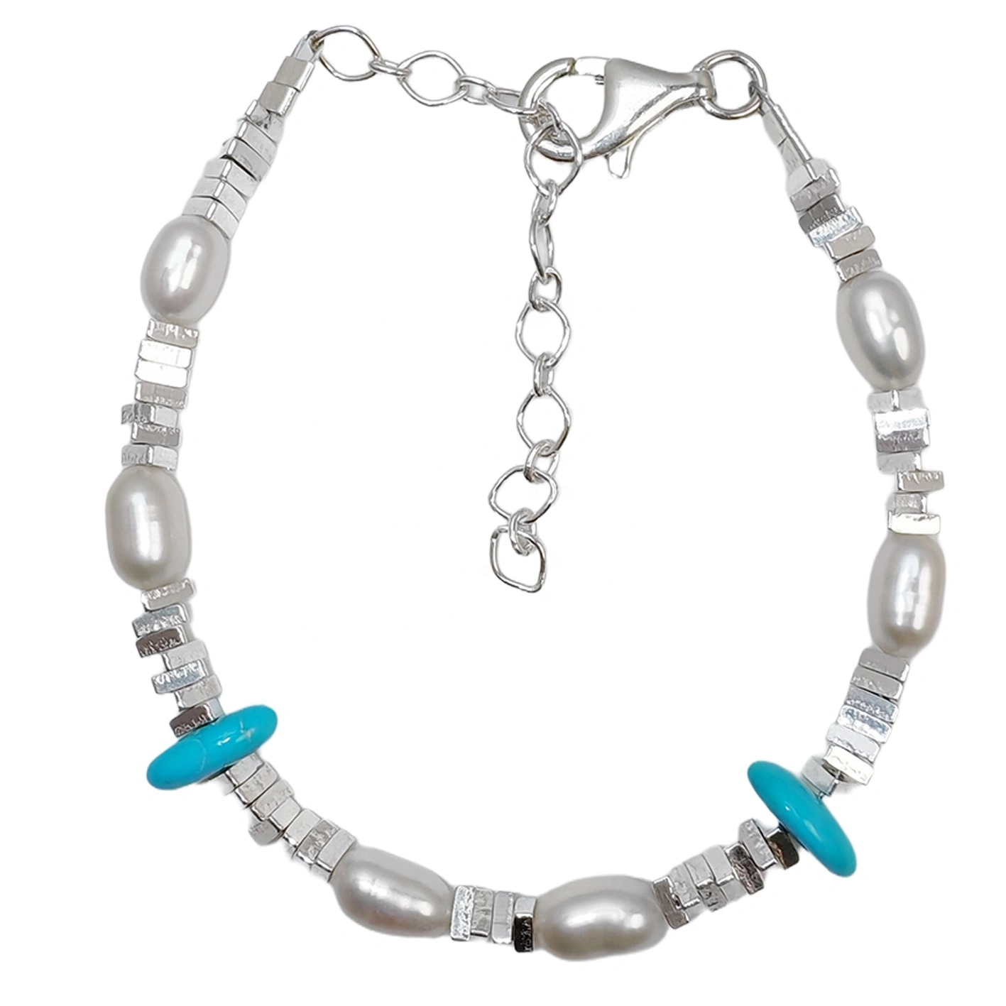 High Quality Natural Pearl & Turquoise Premium Women's Bracelet With Delicate S925 Silver Jewelry Handmade Jewelry 1