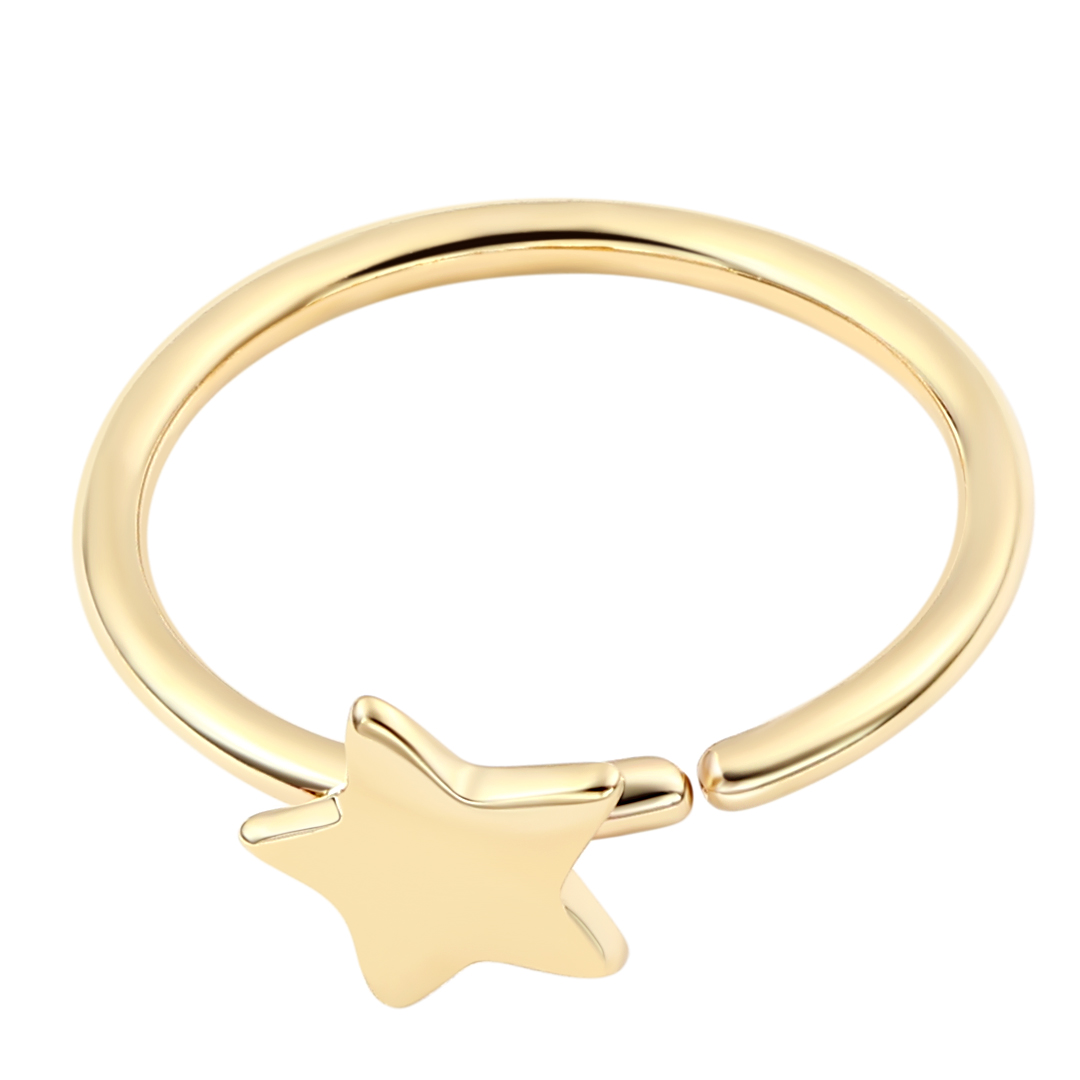 Eternal Metal 14k Solid Gold Forward Facing Plain Star Nose <000000> Earring Piercing Hoop Belly <000000> Labret Seamless Ring Jewelry 5