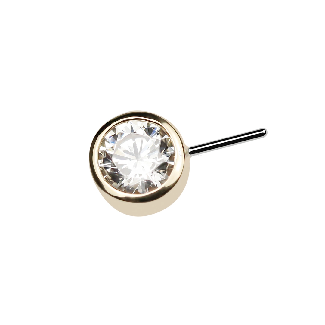 Eternal Metal Round Cz Threadless Nipple Ends 14k Solid Gold Piercing Jewelry 1