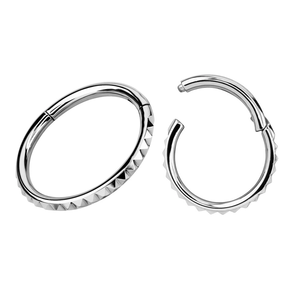 Eternal Astm F136 Titanium Simple Diamond Cutting Mirror Polished Nose Body Piercing Hoop Ring 1
