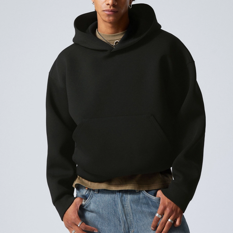 High Quality Custom Fleece Heavyweight 400 Gsm Hoodie 100% Cotton Half High Collar Hoodie Men 1