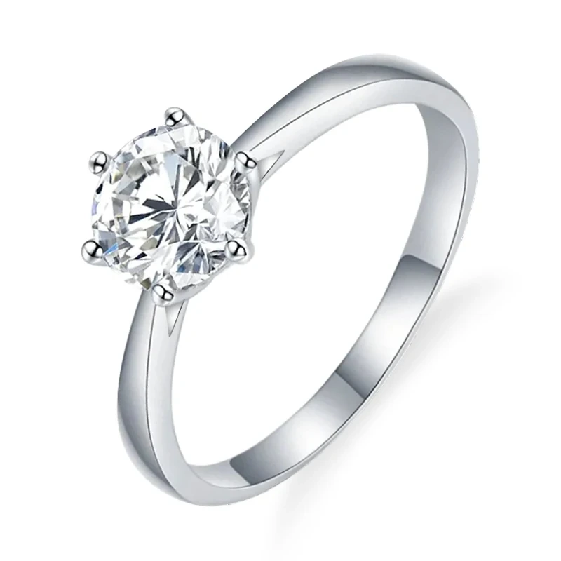 5 Mm White Round Cut Moissanite Ring With 925 Sterling Silver Solitaire Diamond Engagement Ring1 1