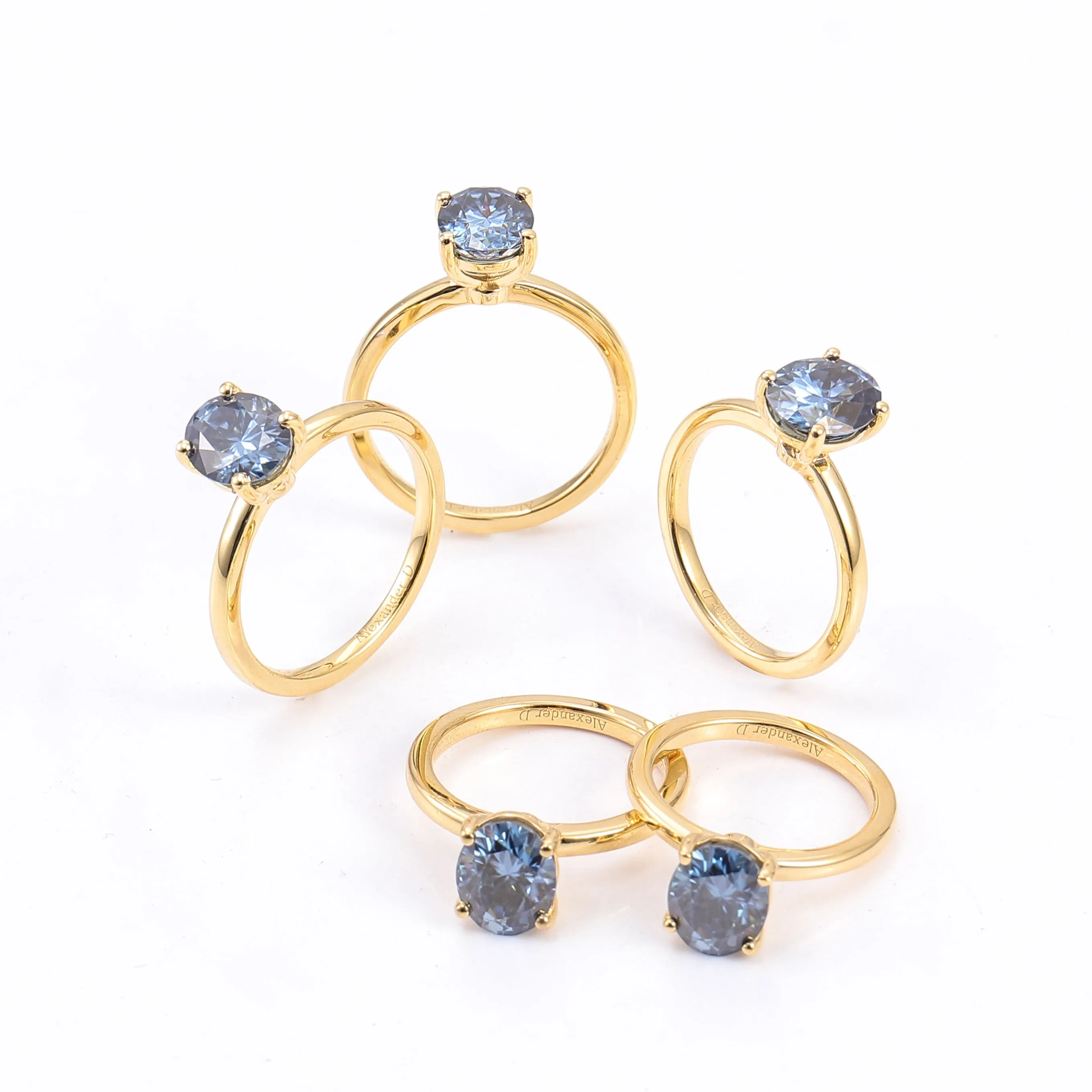 2ct Def Color Oval Cut Colorido MOISSANITE Diamond Ring Conjunto Gra Certificado Anillos de compromiso de oro de 14k Juego para mujeres Moissanite 1